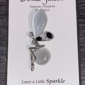 White Moonstone Silver Tone Fairy Pin Brooch